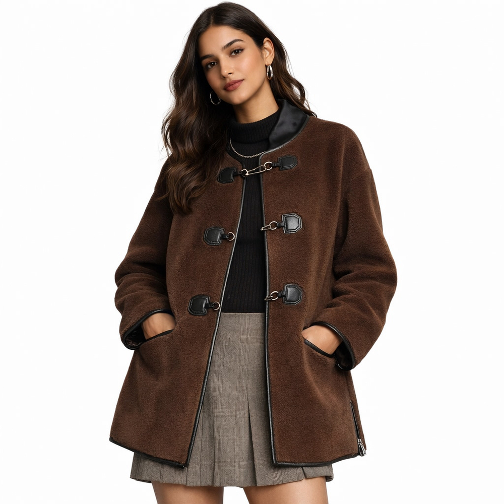 Rebecca Minkoff Brown Teddy Jacket with Black Trim